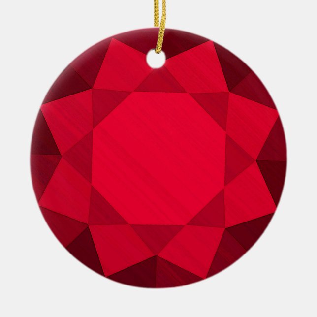 Garnet Gemstone / Jewel Graphic Image  Ceramic Tree Decoration (Front)