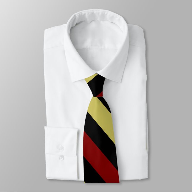 Garnet Gold and Black Diagonally-Striped Tie (Tied)