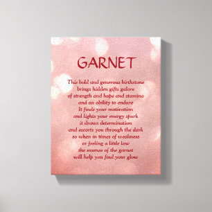 Garnet - January birthstone poem art canvas