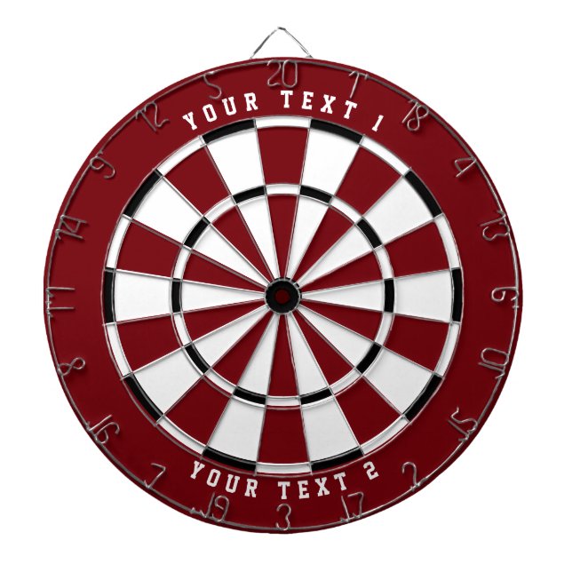 Garnet Red + B&W | Wide-Spaced White Sports Font Dartboard (Front)