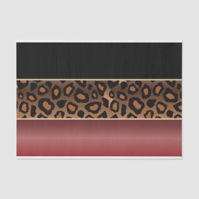 Garnet Red, Black and Jaguar Print Tissue Paper (Front)
