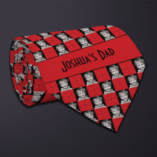 Garnet Red Chequered Photo Tie