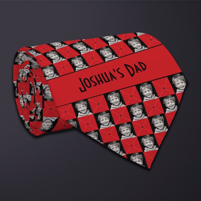 Garnet Red Chequered Photo Tie (Creator Uploaded)