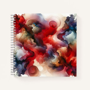 Garnet Red Smokey Abstract Watercolor Cloud Notebook