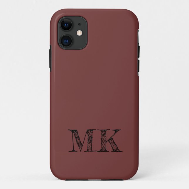 Garnet Solid Colour | Minimal Initial  Case-Mate iPhone Case (Back)