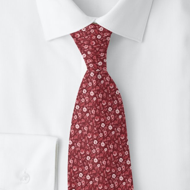 Garnet Tiny Flowers Tie (Creator Uploaded)