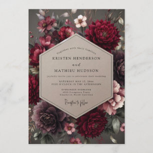 Garnet Velvet Bloom Wedding Invitation