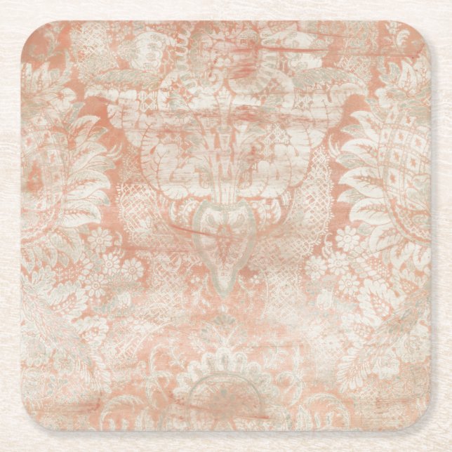 Garnet Weft Square Paper Coaster (Front)