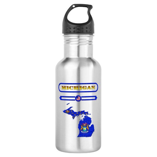 GARRAFA MICHIGAN, MAP OF MICHIGAN, USA. SAMER BRAS 532 ML WATER BOTTLE (Front)