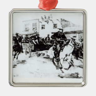 Garret brings in Billy the Kid, 1880 Metal Tree Decoration