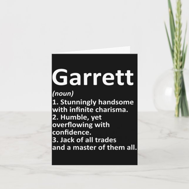 Garrett Definition Personalised Name Funny Card (Front)