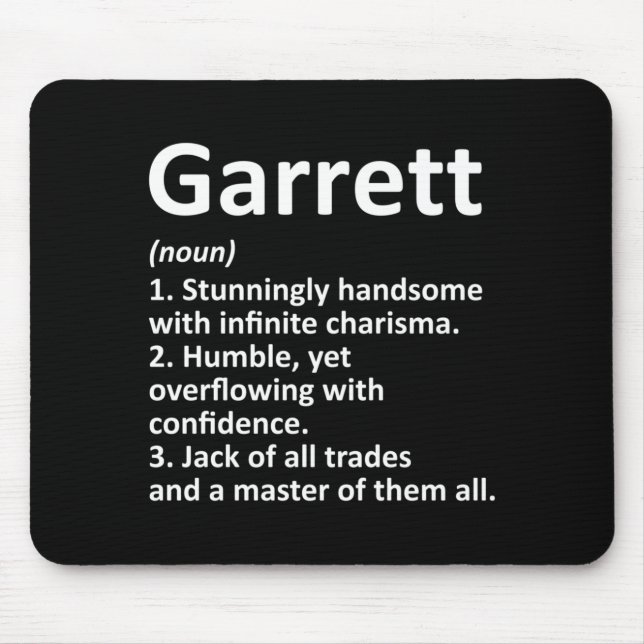 Garrett Definition Personalised Name Funny Mouse Mat (Front)