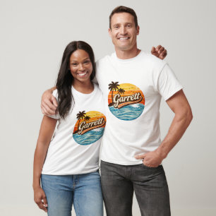 Garrett Retro Sunset Name Design T-Shirt