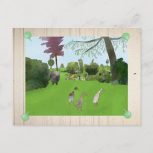 Gartenbild mit Schwein Postcard