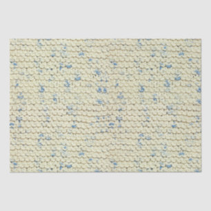 Garter Stitch Knit Pattern Blue/Natural Tweed Tissue Paper