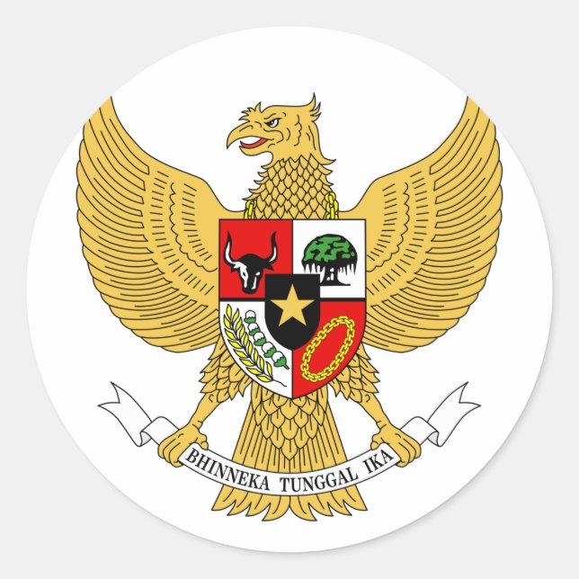 Garuda Pancasila, t Arms Indonesia, Indonesia Classic Round Sticker (Front)