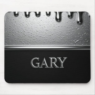 Gary Chrome Nameplate With Liquid Metal Drips Mouse Mat