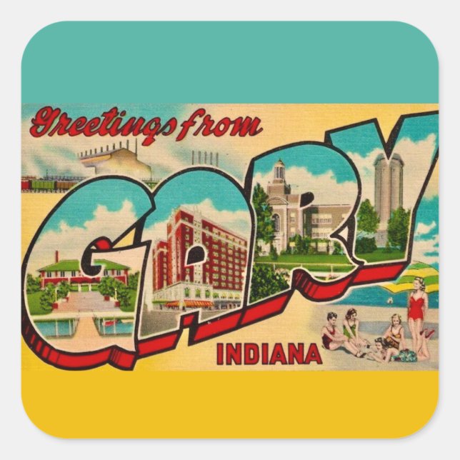 Gary Indiana Greeting Postcard Square Sticker (Front)