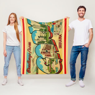 Gary Indiana Postcard Throw Fleece Blanket