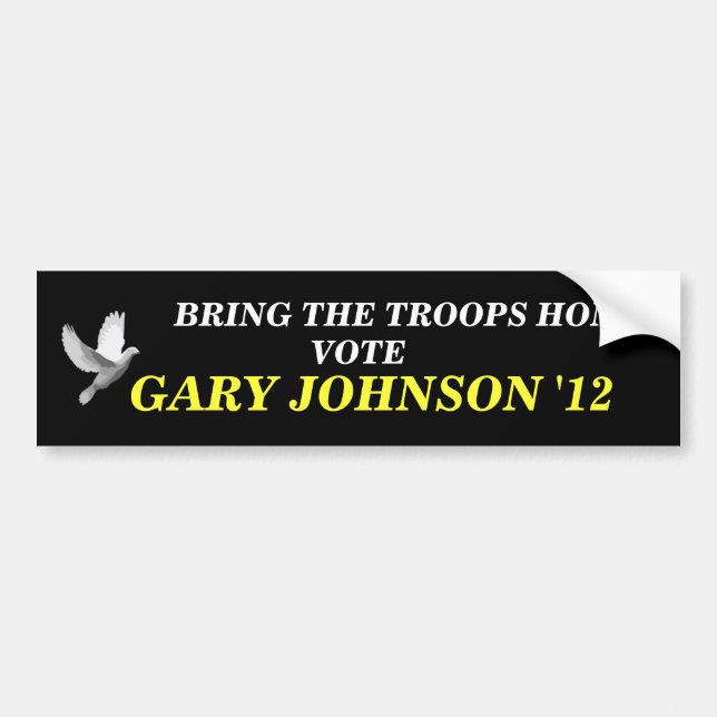 GARY Johnson 2012 peace STICKER (Front)
