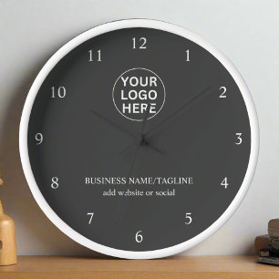 Gary Logo l Business Office Branded Grey Clock