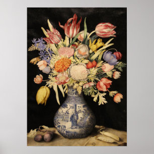 Garzoni - Chinese Vase, Tulips, Flowers, Plums Poster