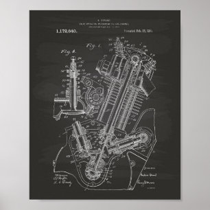 Gas Engine Valve 1916 Patent Art Chalkboard Poster