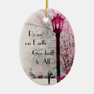 Gas lamp Peace on Earth Ceramic Ornament