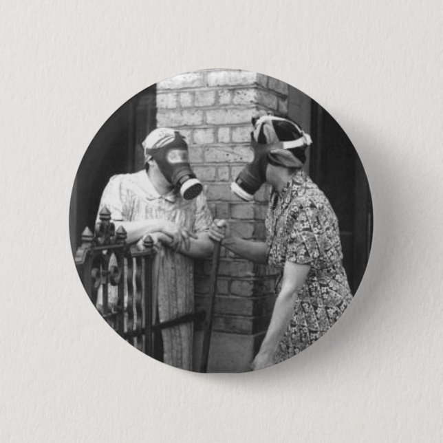 Gas Mask 6 Cm Round Badge (Front)