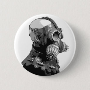 Gas Mask 6 Cm Round Badge