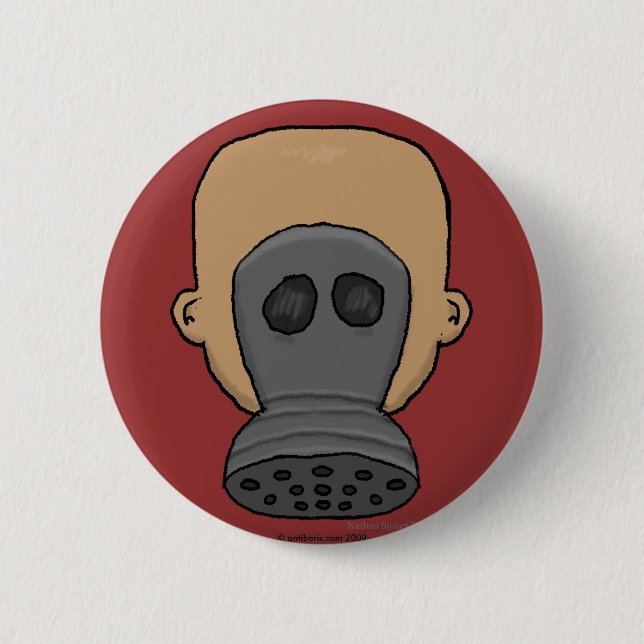 Gas Mask 6 Cm Round Badge (Front)