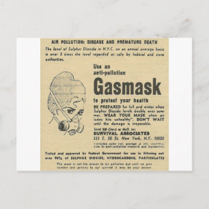 gas mask ad postcard