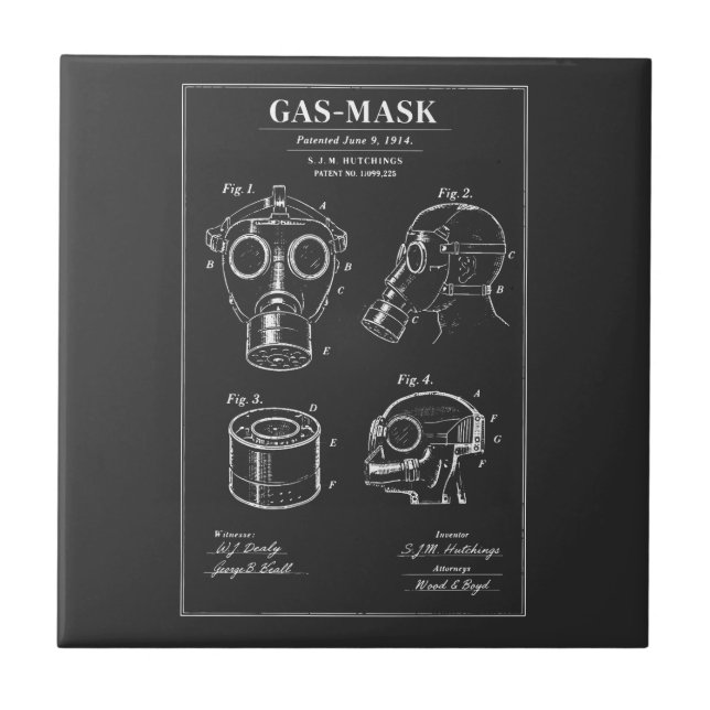 Gas Mask Blueprint Diagram Tile (Front)