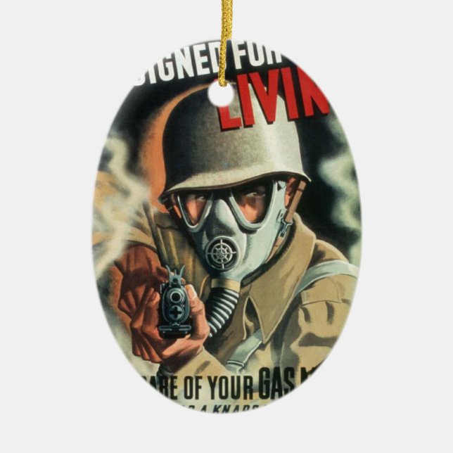 Gas Mask Ceramic Tree Decoration (Front)