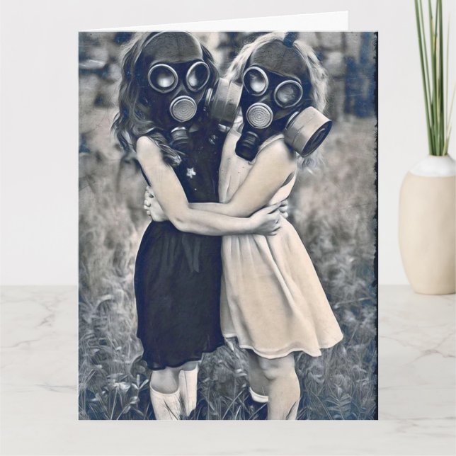 GAS MASK FRIENDS TILL END BIRTHDAY GREETING CARD (Front)