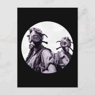 Gas Mask Girls in Purple Postcard