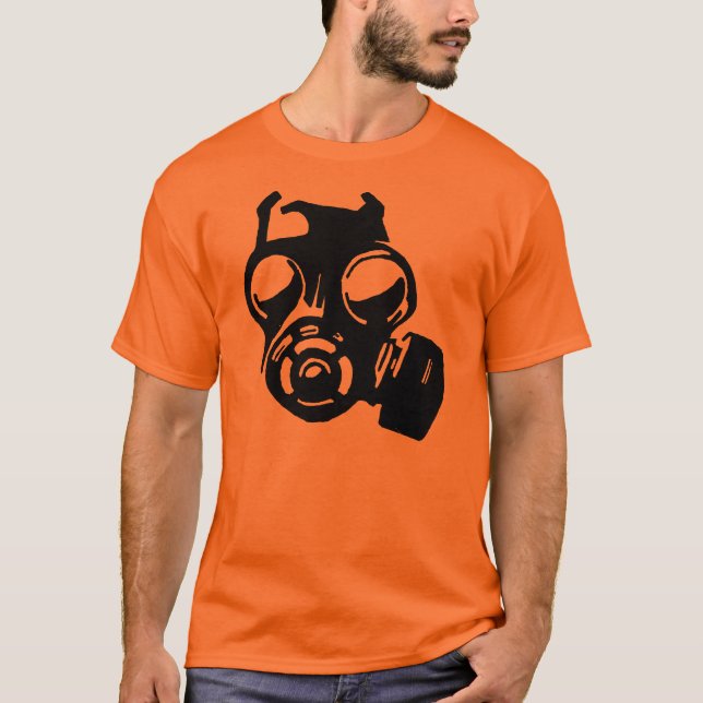 Gas Mask Graphic Stencil T-Shirt (Front)