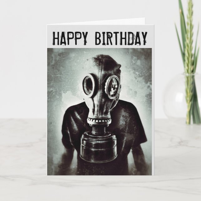 GAS MASK HAPPY BIRTHDAY GREETING CARDS (Front)