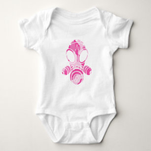 gas mask pink camo baby bodysuit