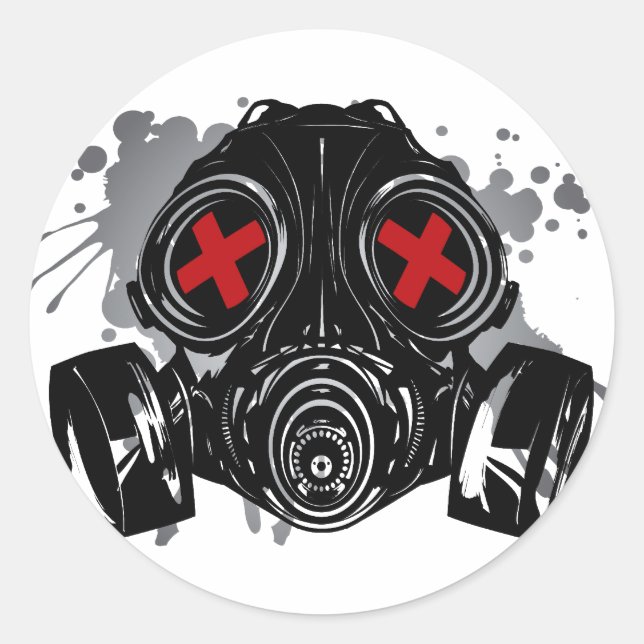 GAS_MASK_PROTECTION CLASSIC ROUND STICKER (Front)