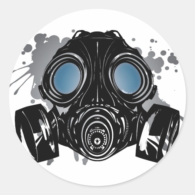GAS_MASK_PROTECTION CLASSIC ROUND STICKER (Front)