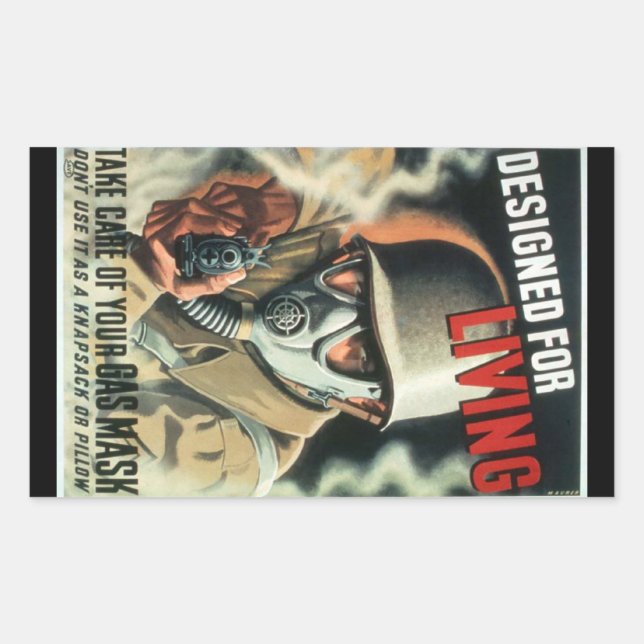 Gas Mask Rectangular Sticker (Front)