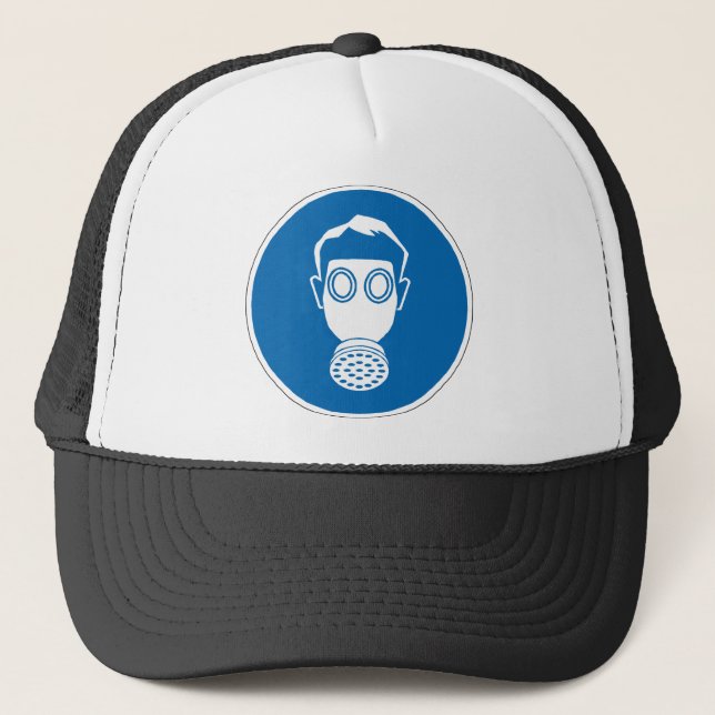 Gas Mask Sign Trucker Hat (Front)