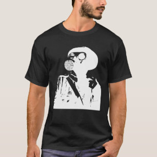 Gas Mask Stencil Graffiti in White T-Shirt