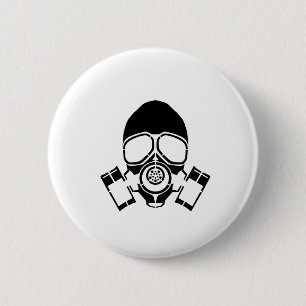 gas mask stencil logo 6 cm round badge