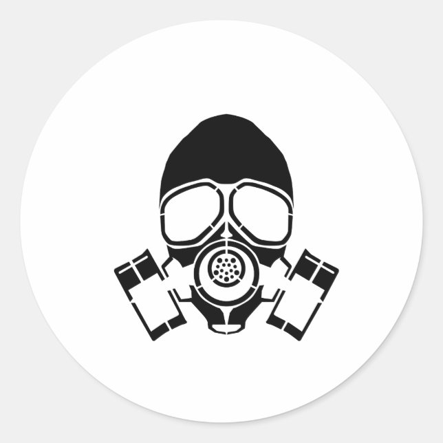 gas mask stencil logo classic round sticker (Front)