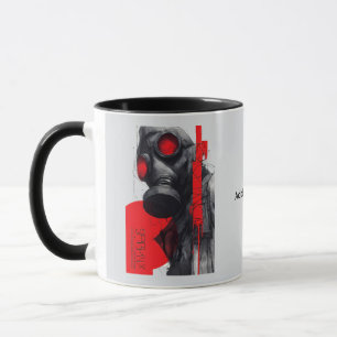 Gas Mask Trash Polka Red Black Grunge Mug