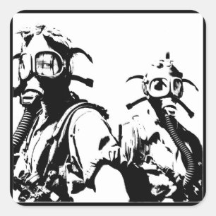 Gas Masks in Black Square Sticker