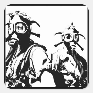 Gas Masks in Black Square Sticker