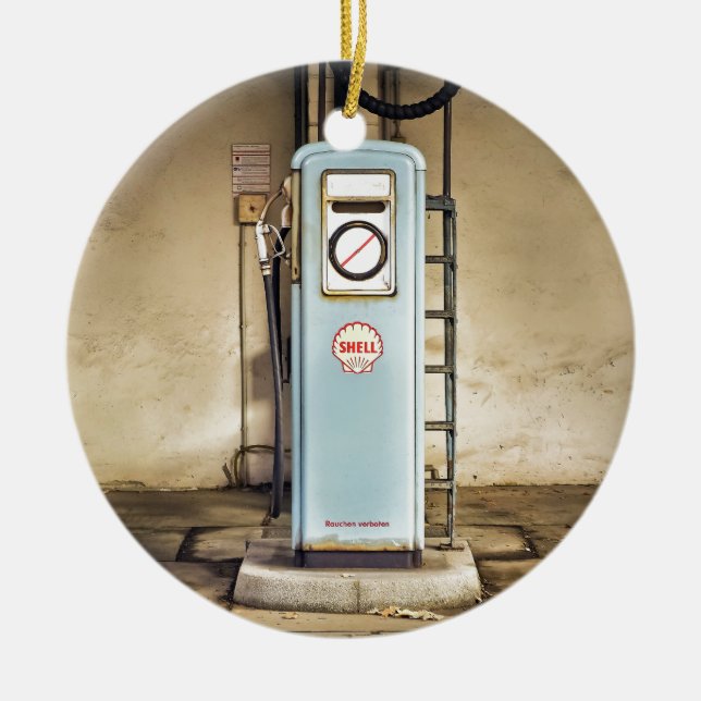 gas-pump ceramic tree decoration (Front)